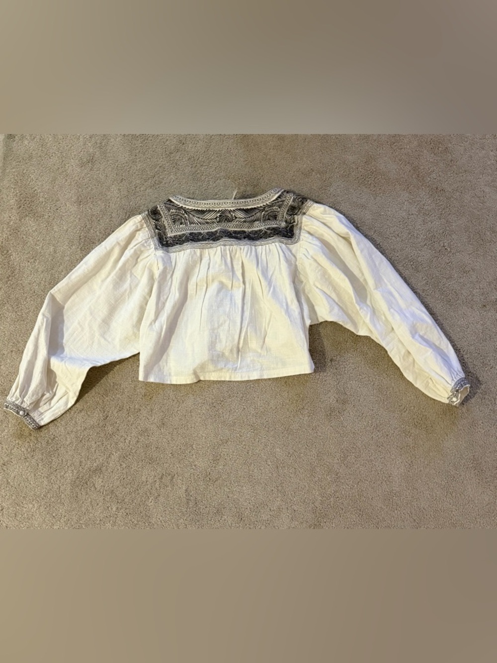 FREE PEOPLE Iggie Embroidered Crop Top Ivory Boho Festival Blouse Size XS NWT - Picture 5 of 7